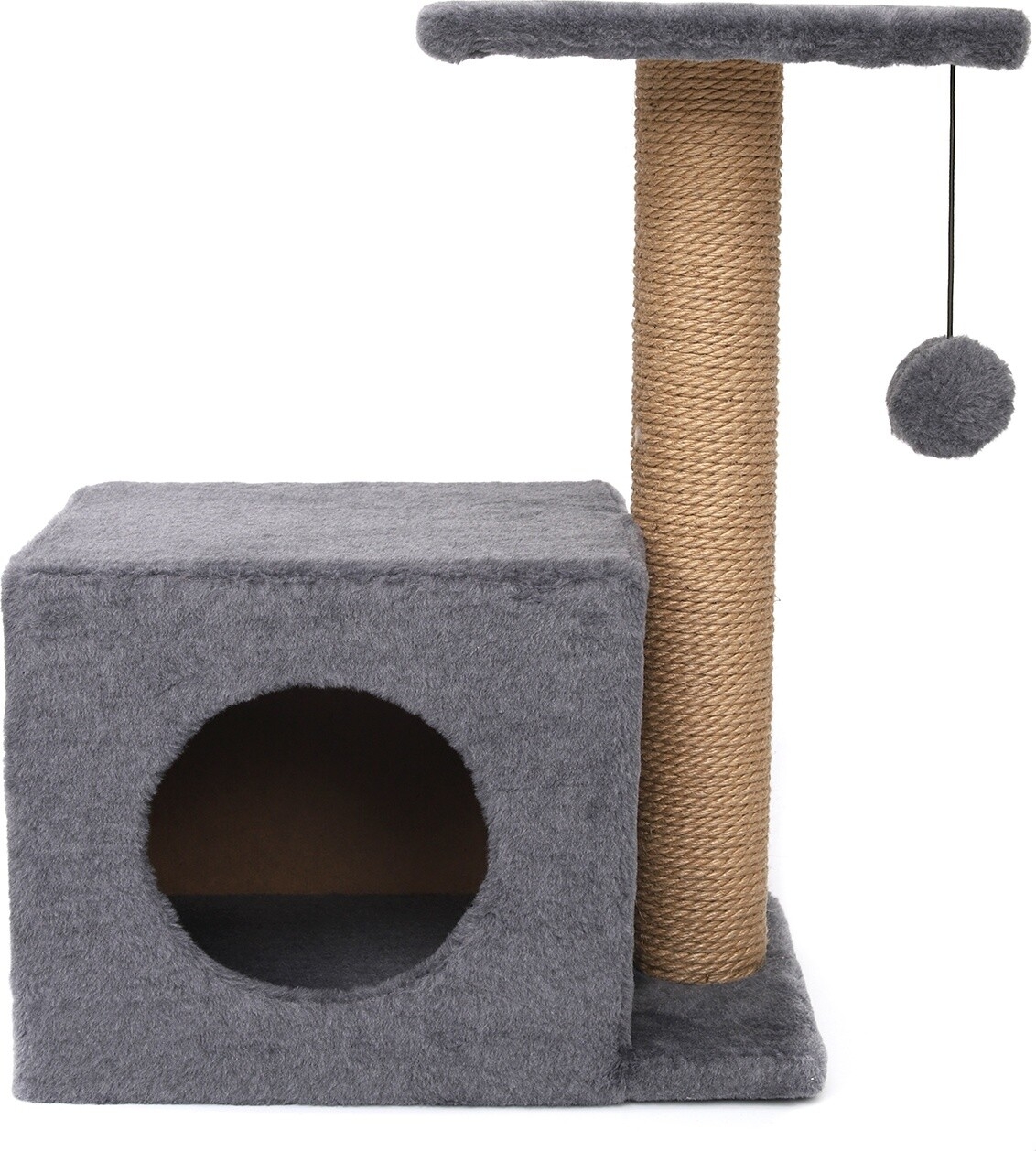 Игровой комплекс для кошек CAT-HOUSE Домик с боковой полкой джут 40×31×58 см серый (4810801202505) - Фото 4